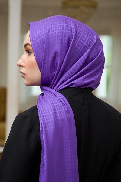 İpekhan Silky Jacquard Shawl Violet - Summer Sparkle Collection 9016-08