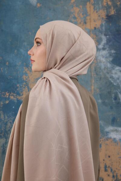 İpekhan Τετράγωνο σχέδιο Βαμβακερό Ζακάρ Σάλι Μπεζ 8012-27