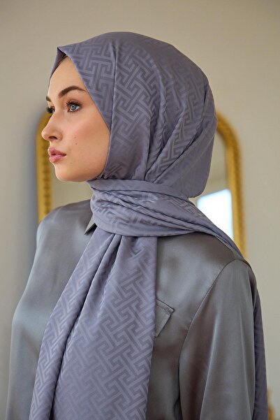 İpekhan Anthracite Silky Jacquard Shawl - Summer Sparkle Collection 9017-23