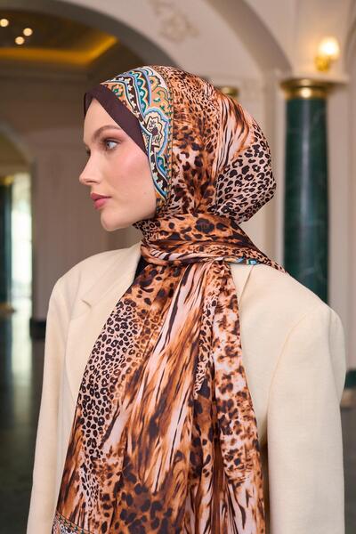 İpekhan Patterned Voile Shawl Tile Voile Silk Shawl - 9802-11