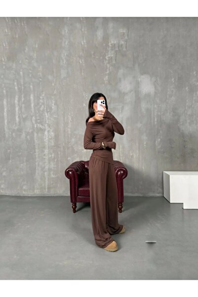 Lovely butik SET PANTALONI BLUZĂ CU DETALI DE UMĂR PENTRU FEMEI, CU FĂRĂ DEȘE...