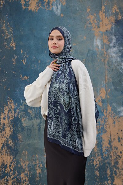 İpekhan Нічний синій індійський шарф - 5008-04