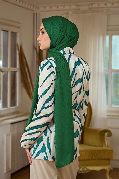 İpekhan Silk Like Jacquard Wrap - Summer Radiance Collection, Σκούρο Πράσινο 9015-10