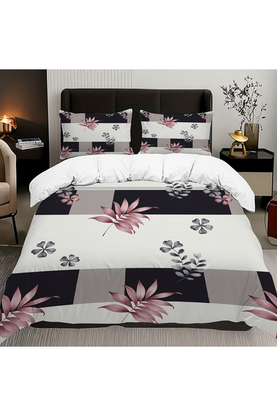 Else Dekor Σετ Παπλωματοθήκη Διπλό Κρεβάτι από Βαμβακερό Σατέν με Γεωμετρικό Σχέδιο Λουλουδιών 200x220cm