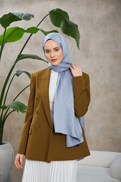 İpekhan Line Leola Pattern Silky Jacquard Shawl Lavender Gray 9009-24