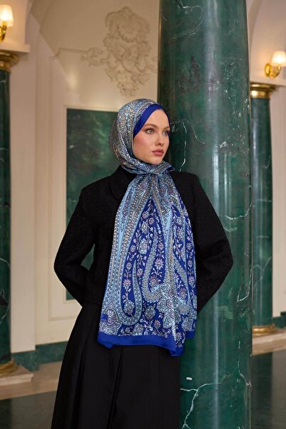 İpekhan Μπλε ινδικό σάλι βουάλ - 5009-19