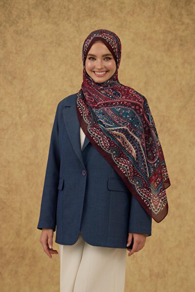 İpekhan Soft Shawl Burgundy Turquoise 3053-01