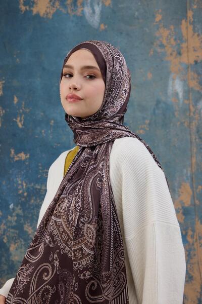 İpekhan Καφέ ινδικό σάλι βουάλ - 5008-07