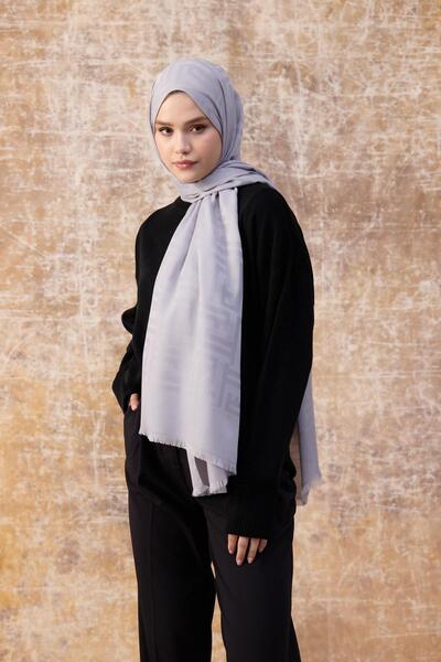 İpekhan Fendi Візерунковий бавовняний жакардовий шарф срібний 8009-06