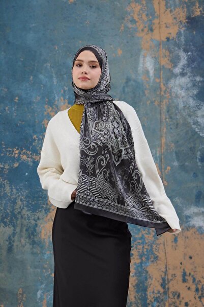 İpekhan Антрацитовий індійський вуаль-шаль - 5008-13