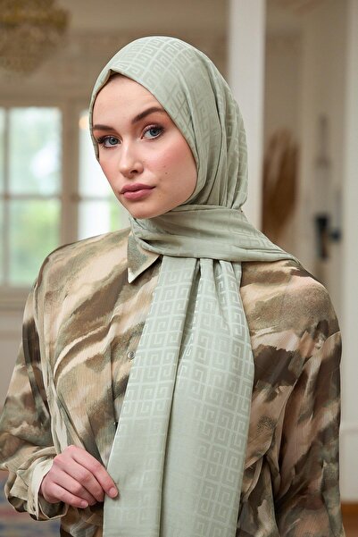 İpekhan Water Green Silky Jacquard Shawl - Summer Sparkle Collection 9016-12