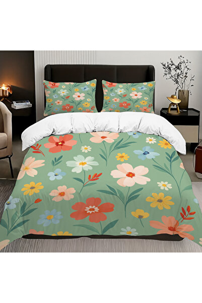 Else Dekor Σετ Παπλωματοθήκη Διπλό Κρεβάτι 200x220cm με σχέδια με μικρά λουλούδια από βαμβακερό σατέν