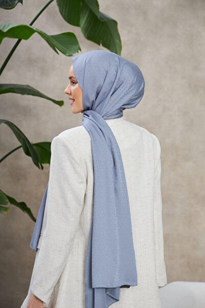 İpekhan Alesa Pattern Silky Jacquard Shawl Lavender Gray 9003-24