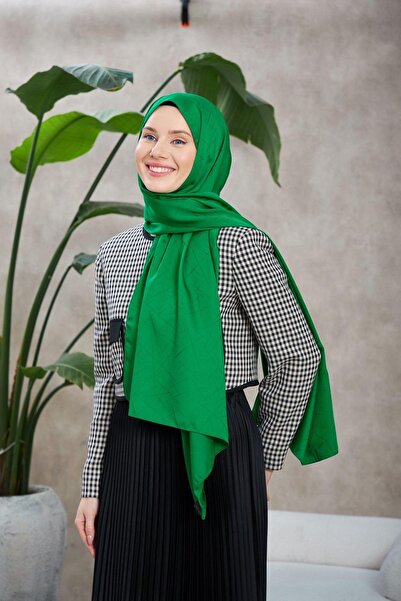 İpekhan Σάλι Line Leola με μοτίβο μεταξένιο ζακάρ πράσινο 9009-04