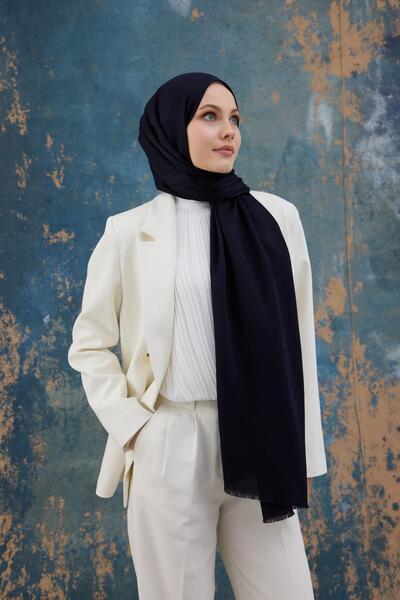 İpekhan Şal jacquard din bumbac cu model picioare de gâscă negru 8011-10