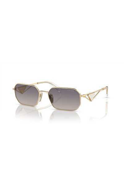 Prada Woman Irregular Sunglasses- Pr A51s - Lense Size:58mm - Pale Gold