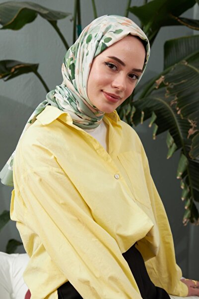 İpekhan Green Viscose Cotton Shawl - İppekhanBBotanikSeries 3023-16