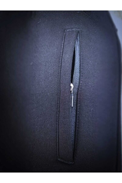 Fors Life Relaxed férfi pamut polár bélésű kapucnis, hímzett sötétkék tréningruha szett