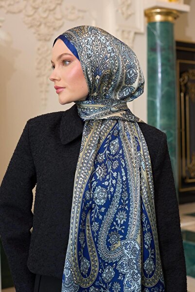 İpekhan Νυχτερινό μπλε ινδικό σάλι βουάλ - 5009-04