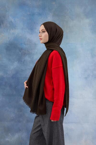 İpekhan Μοτίβο ποδιών χήνας Βαμβακερό ζακάρ σάλι Χακί 8011-18