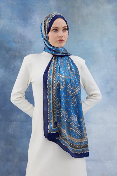 İpekhan Μπλε ινδικό σάλι βουάλ - 5005-01