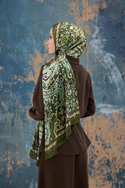 İpekhan Πράσινο ινδικό σάλι βουάλ - 5004-06