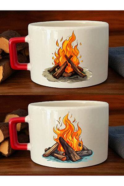 lili hediyelik طقم فناجين قهوة مكون من قطعتين مع نار للتخييم - هدية عيد الحب،...