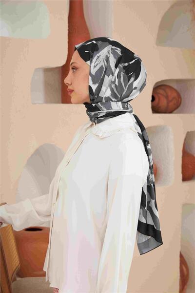 İpekhan Comfort Arya Shawl Black Grey 3028-19