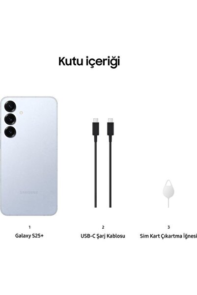 Samsung Galaxy S25+ 256 GB 12 GB Ram Buz Mavisi Cep Telefonu (Samsung TR Garantili) - Outlet