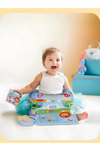 Picodino Baby Activity Pillow with Toys and Sounds, Blue