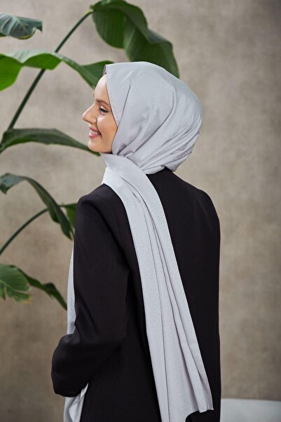İpekhan Alesa Pattern Silky Jacquard Shawl Grey 9003-07