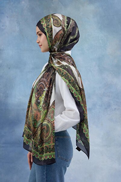 İpekhan Πράσινο ινδικό σάλι βουάλ - 5006-05