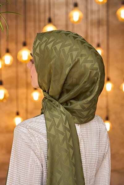 İpekhan Silky Jacquard Khaki Shawl - Summer Sparkle Collection 9014-10