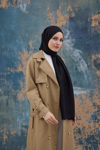 İpekhan Şal jacquard din bumbac cu model pătrat negru 8012-10