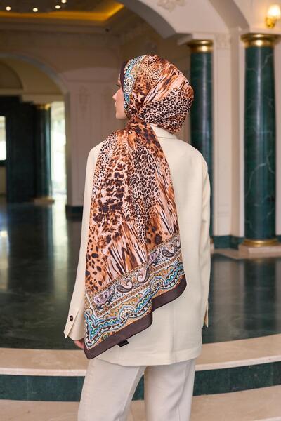 İpekhan Patterned Voile Shawl Tile Voile Silk Shawl - 9802-11