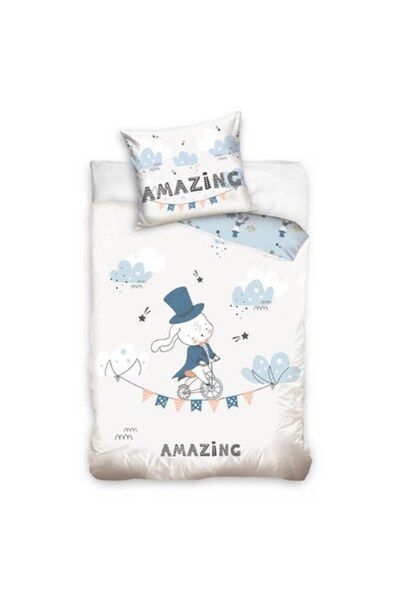 OEM Children's bedding set, Happy bunny design, 100 polyester, 100 x 135 cm, White