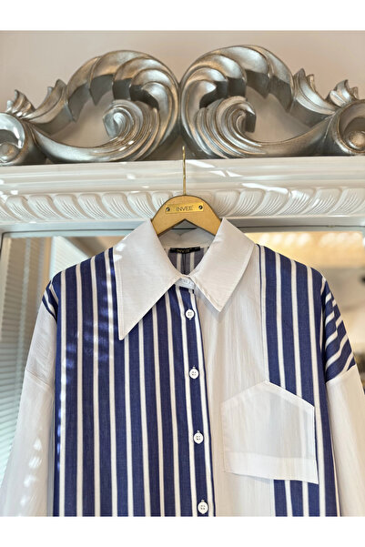 Invee قميص طويل بتفاصيل جيب - أبيض