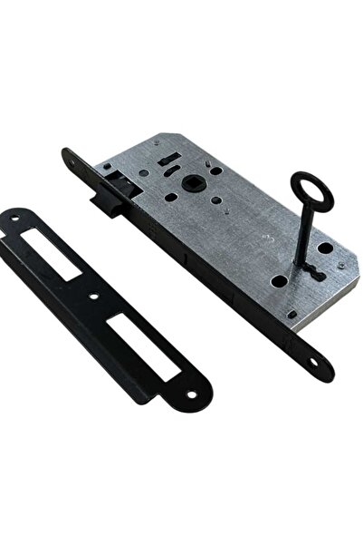 Nobel Lavinya Çelik Mat Siyah Kare Rozetli Oda Kapı Kolu / 40mm Siyah Oda Kapı Kilidi / FULL SET