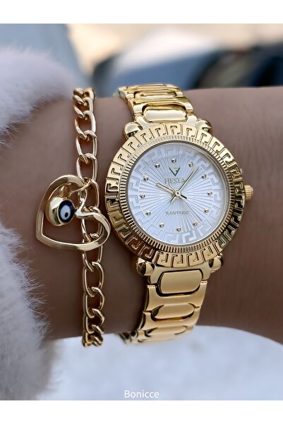 Fiesta Vintage Model Yellow Color Vip Women's Wristwatch with Bracelet Gift