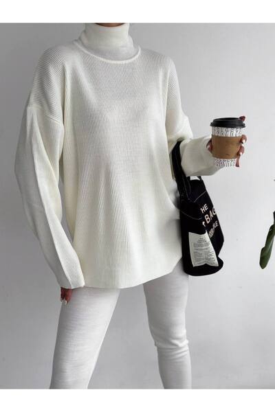 By Kuzey Aras Knitwear Two-Piece Set Casual High-Waisted Top and Slim-Leg Bottom Comfortable Daily Office School Outfit