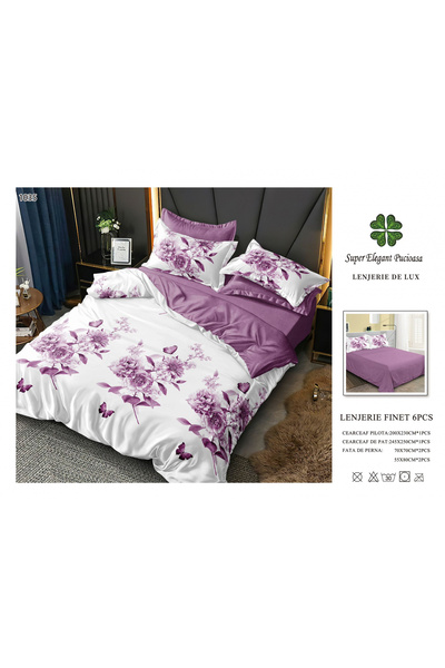 FIONNA.RO Finet Bed Linen 6 Pieces - Purple Floral