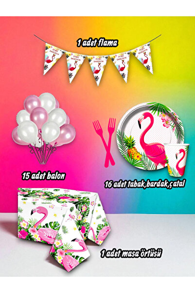 partylady مجموعة صغيرة بتصميم فلامنغو تتسع لـ 16 شخصًا - لحفلات أعياد الميلاد...