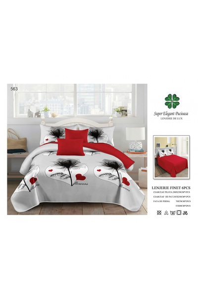 FIONNA.RO Finet Bed Linen 6 Pieces - Roses Organza