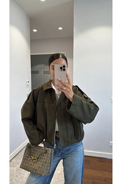 Lux Vestimenta Oversıze Kadın Süet Ceket Trend Bomber Süet Ceket