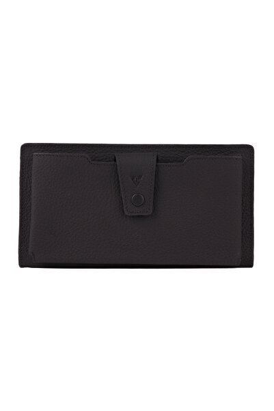 TANGCARF محفظة نسائية من الجلد الطبيعي، مع حجرة للهاتف |   ريفا 7222 أسود