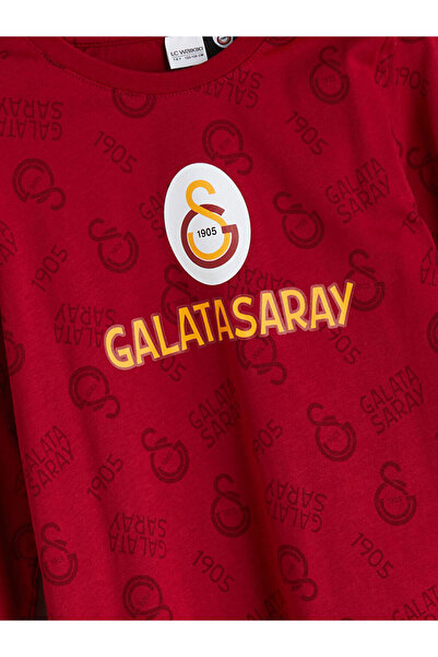 LC Waikiki Kirmizi Bisiklet Yaka Galatasaray Baskılı Erkek Çocuk Pijama Takımı