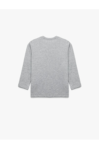 Koton Μακρυμάνικο μπλουζάκι με λαιμόκοψη με στάμπα δεινοσαύρων