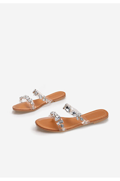 B T Shoes Stribrné dámské pantofle bez podpatku Lanora