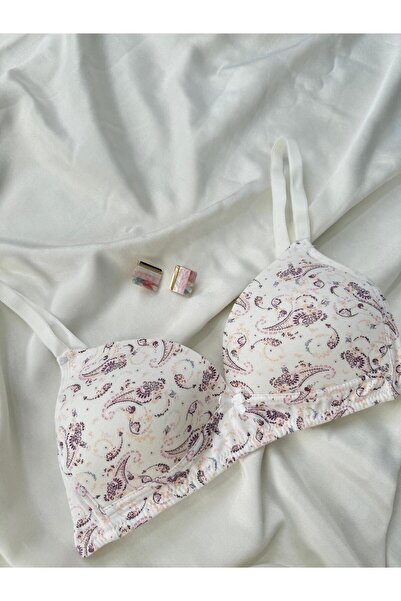İNKO İÇ GİYİM Cotton Combed Cotton Wire-Free Unpadded Gatherer Bra