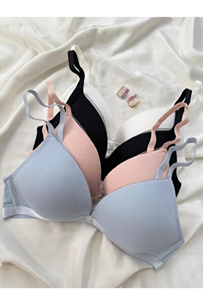 İNKO İÇ GİYİM Cotton Unpadded Unpadded 4-Piece Gathering Bra